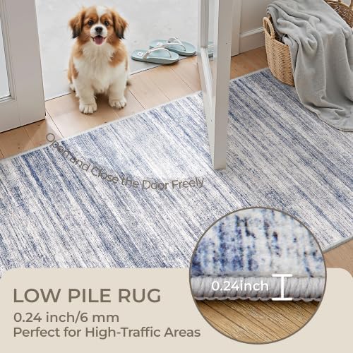 2x6 Runner Rug Non Slip,Washable Hallway Runner Rug,Blue - Image 6