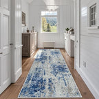 Runner Rugs for Hallways Kitchen 2.6x8 Non Slip Washable Blue Grey White by Aelenmu