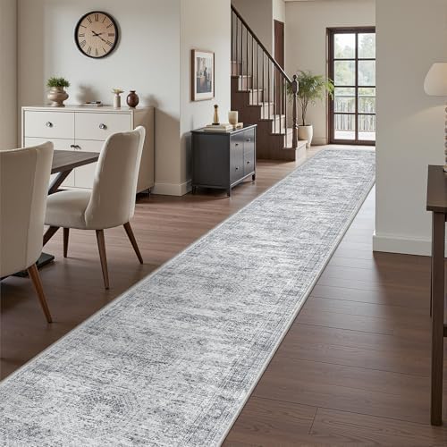 2'6 x 16' Runner Rug Non Slip,Washable Kitchen Rugs,Grey - Image 3