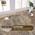 Washable Area Rug 8' x 10' Vintage Traditional Persian Mat - Foldable Distressed Non-Slip Machine Washable Carpet for Living Room Bedroom Kitchen Home Decor - Umber and Slate - Image 5
