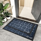 Bulijojo Sturdy Front Entrance Doormats,Durable Heavy Duty Welcome Mat,Thick Absorbent Natural Rubber Non Slip Mat,Easy Clean Entryway Mat 17"x30" Geometric Blue - Image 6