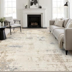 9x12 Area Rug Living Room: Modern Washable Soft Carpet Beige Brown by FXRHLP
