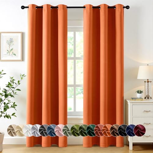 MIULEE Fall Blackout Curtains for Bedroom 2 Panels 40 x 72 Inch Long Orange by MIULEE