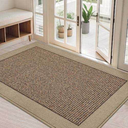 BEQHAUSE Indoor Door Mat 32" x 48", Dirt Trapper Door Mats, Taupe by BEQHAUSE