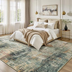 10x12 Area Rug for Living Room, Abstract Washable Large Rugs, Coffee/Green - Image 2