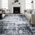 9x12 Area Rug Living Room Rug: Washable Modern Abstract Soft Thin Rug Indoor Floor No Slip Stain Resistant Carpet for Bedroom Dining Room Farmhouse Nursery Home Office - Dark Black by FXRHLP