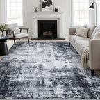 6x9 Area Rug Living Room Rug: Washable Modern Abstract Soft Thin Rug Indoor Floor No Slip Stain Resistant Carpet for Bedroom Dining Room Farmhouse Nursery Home Office - Dark Black by FXRHLP