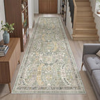 Madane Kitchen Runner 2'6''x8' Soft Rug Runners for Hallways, Green/Gold - Image 3
