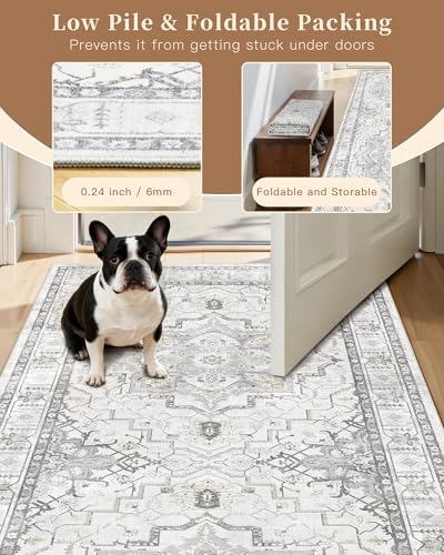 Madane Washable Runner Rug 2x6 Runners for Hallways Non Slip, Grey - Image 6