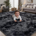 PLHXFR 4x6 Area Rugs Living Room: Fluffy Bedroom Soft Shag Rug Black Grey by PLHXFRSoftAreaRugs