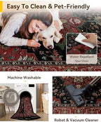RELEANY Washable Area Rug, Large 10'x14', Red/Black - Image 5