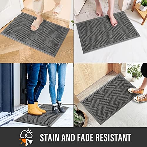 HIYARD Sturdy Front Door Mat, Absorbent Muddy Dirt Resist Welcome Door Mats Outdoor Indoor, Stain and Fade Resistant, Non-Slip Rubber Backing Low Profile Doormat for Entryway, 30×17, Grey - Image 5