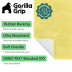 GORILLA GRIP Bath Rug Mat for Bathroom, Absorbent Chenille, 24x17 Yellow - Image 2