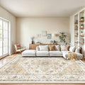 Amada Large 9x12 Washable Area Rug for Living Room, Beige, Vintage Pattern by AMADAHOMEFURNISHING