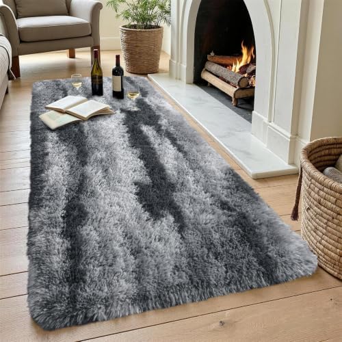 Noahas 2x10 Grey Fluffy Soft Runner Rug Non-Slip for Bedroom Dorm Hallway - Image 4