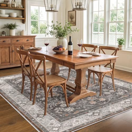 SameBed 5x7 Area Rug Living Room, Vintage Washable Carpet Warm Taupe - Image 3