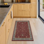 Burgundy 2x3 Washable Rugs for Entryway Indoor, Boho Kitchen Rug for Floor, Bathroom, Doormat Indoor Entrance, Waterproof Non Slip Low Pile Stain & Fade Resistant, Modern Eclectic Floral Decor - Image 3