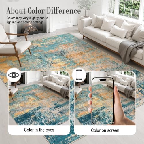 Round Area Rug Living Room: 4 ft Modern Washable Indoor Carpet - Image 6
