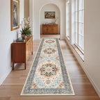 Madane Hallway Runner Rug 2x8 Washable Kitchen Rugs Non-Slip, Orange/Blue - Image 2