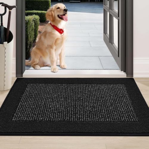 BEQHAUSE Indoor Door Mat 24" x 36", Dirt Trapper Door Mats, Black by BEQHAUSE