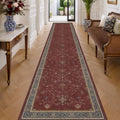 Hazo Haus Boho Washable 3x16 Extra Long Hallway Runner Rug, Burgundy Waterproof Large Kitchen Floor Rug Indoor, Non-Slip Stain & Fade Resistant, Vintage Unique Bohemian Red Décor by HazoHaus