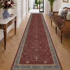 Hazo Haus Boho Washable 3x16 Extra Long Hallway Runner Rug, Burgundy Waterproof Large Kitchen Floor Rug Indoor, Non-Slip Stain & Fade Resistant, Vintage Unique Bohemian Red Décor by HazoHaus