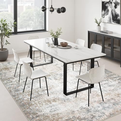 6x9 Area Rug Living Room Rug: Washable Modern Abstract Soft Thin Rug Indoor Floor No Slip Stain Resistant Carpet for Bedroom Dining Room Farmhouse Nursery Home Office - Brown Grey - Image 4