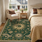 Vacuum-Friendly, 6x9 Washable Area Rug, Green Gold Yellow - Image 3