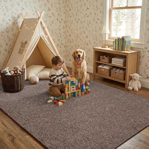 4x6 Coffee/White Area Rug Washable Non-Slip Soft for Bedroom Living Room - Image 3
