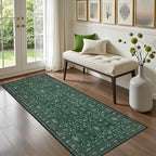 Hallway Runner Rug: 2.6x8 Kitchen Rugs for Living Room Deep Green - Image 2