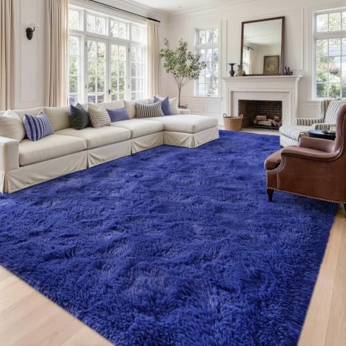 Noahas 8x10 Extra Large Royal Blue Fluffy Area Rug Non-Slip for Living Room - Image 2