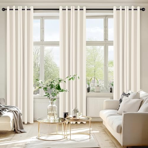 MIULEE Blackout Curtains for Bedroom 2 Panels 40 x 84 Inch Long Beige White - Image 6