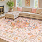 RELEANY Washable Area Rug, 7'x10', Pink/Light Pink/Colorful by RELEANY