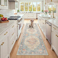 RELEANY Washable Area Rug, Runner 2'x7', Blue/Orange/Red by RELEANY