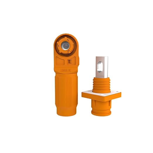 450A Battery Energy Storage Connector, 185mm² High Current Connectors IP67 Waterproof Copper Plate Wiring Power Adapter Quick Plug Terminal Right Angle Plug and Socket (1500V Black+Orange)