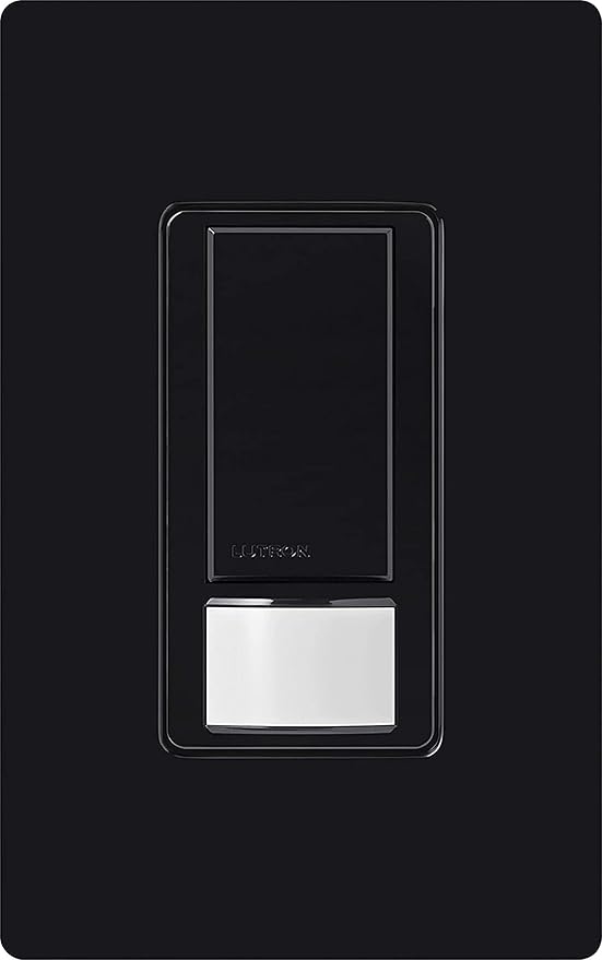 Lutron Maestro Motion Sensor Light Switch Indoor for Bathroom, Garage, Laundry Room, Any Bulbs, Occupancy Vacancy Sensor, Single-Pole, MS-OPS2-BL, Black