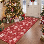 2x5 Christmas Runner Rug for Hallway,Washable Kitchen Rugs,Red - Image 3