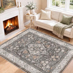 SameBed 5x7 Area Rug Living Room, Vintage Washable Carpet Warm Taupe by SameBed