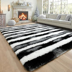 5x7 Black and White Fluffy Soft Area Rug Non-Slip for Living Room Bedroom - Image 2