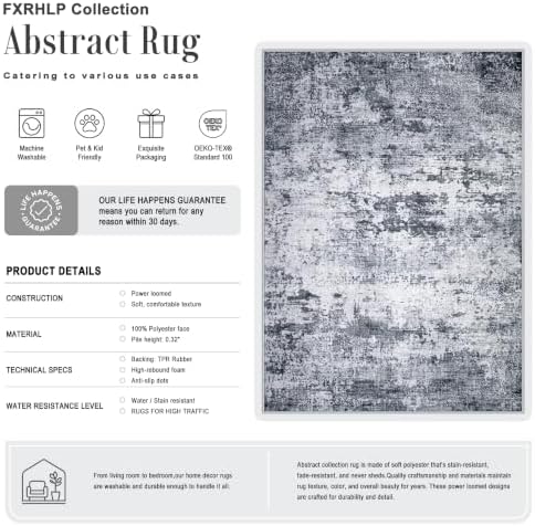 10x12 Area Rug Living Room: Modern Washable Indoor Soft Carpet Grey - Image 2