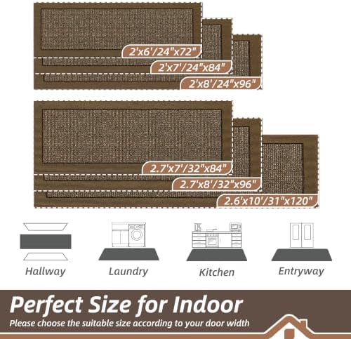 BEQHAUSE Indoor Door Mat 24" x 96", Dirt Trapper Door Mats, Brown - Image 2