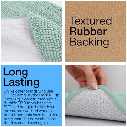GORILLA GRIP Bath Rug Mat for Bathroom, Absorbent Chenille, 44x26 Sea Blue - Image 3