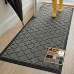 GORILLA GRIP WeatherMAX Door Mat, Indoor Outdoor, 72x24, Gray Quatrefoil by GorillaGrip