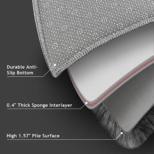 Ophanie Soft Fluffy Shaggy Rugs for Bedroom Living Room Dorm Nursery Home Decor Aesthetic 4x6 Ft Tie-Dyed Black & Light Grey - Image 3