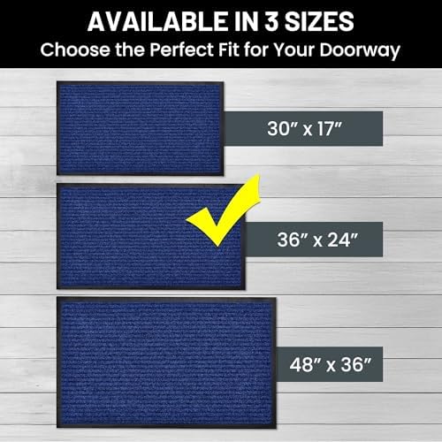 Front Door Mat, Indoor Outdoor Welcome Entryway Entrance Doormat 36x24 Blue - Image 6