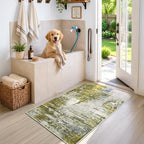 Entrance Rugs Indoor 2x4 Green Entry Rug Washable Abstract Black Small Area Rug Non-Slip Low Pile Throw Rugs for Entryway, Kitchen Floor, Front Door Indoor Door Mat, Bathroom, Bedroom Bedside - Image 4
