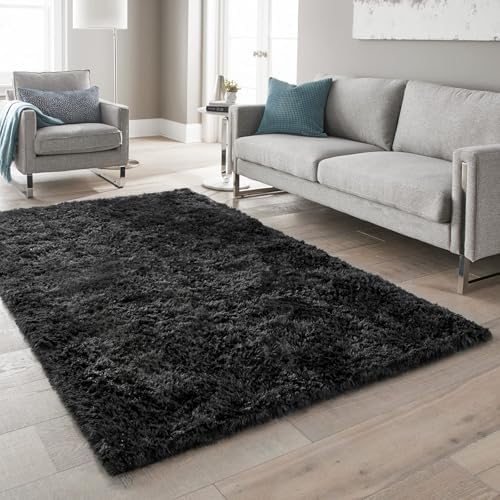 Ophanie Black Rugs for Living Room, Fluffy Furry Shaggy Fuzzy Area Rug, 5x8 Carpets for Bedroom Shag Plush Soft Large, Kids Home Decor Aesthetic with Over 99 pcs Pile fibers - Image 5