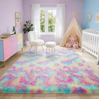 Ophanie 5x7 Rainbow Rug for Bedroom Girls,Unicorn Colorful Fluffy Soft Cute Fuzzy Area Rugs,Shag Plush Shaggy Bedside Floor Furry Carpet for Kids Baby Teen Dorm Home Decor with Over 99 pcs Pile fibers - Image 3
