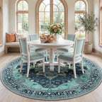 RELEANY Washable Area Rug, Round 7ft, Teal by RELEANY