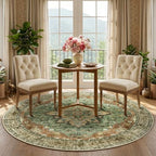 RELEANY Washable Area Rug, Round 5ft, Brick/Brown/Green - Image 3